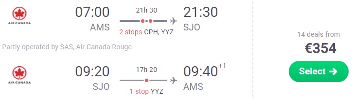 Cheap flights from Amsterdam to COSTA RICA San Jose