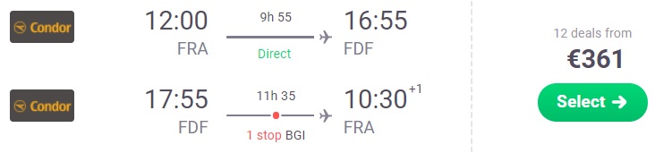 Cheap flights from Frankfurt to MARTINIQUE Condor