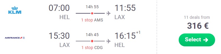 Cheap flights from Helsinki Finland to LOS ANGELES