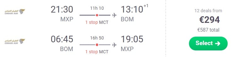 Cheap flights from Milan to MUMBAI