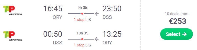 Flights from Paris to SENEGAL DAKAR