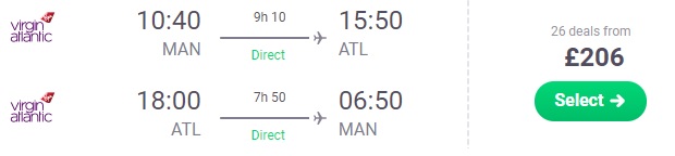 cheap flights from manchester to atlanta