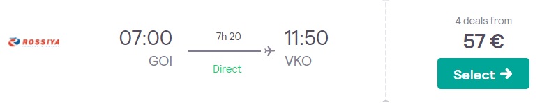 cheap flights goa moscow