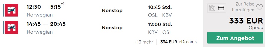 cheap flights oslo krabi