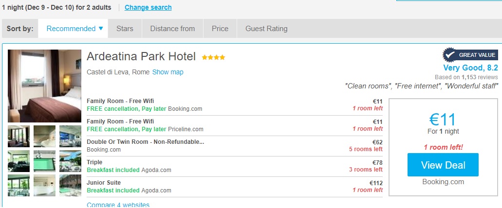 cheap hotel room in rome italy