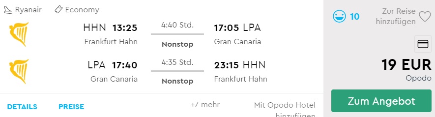 Cheap flights from Frankfurt to GRAN CANARIA