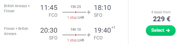 Cheap flights from Rome to Los Angeles San Francisco