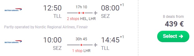 Cheap flights from Tallinn Estonia to SEYCHELLES