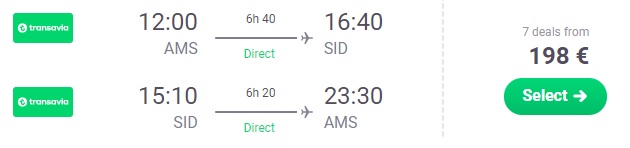 Direct flights from Amsterdam to CAPE VERDE