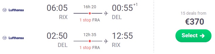 Lufthansa flights to INDIA from Baltics