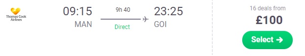 One way flight to GOA India from Manchester UK