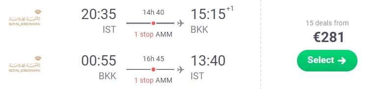 cheap flights istanbul bangkok thailand