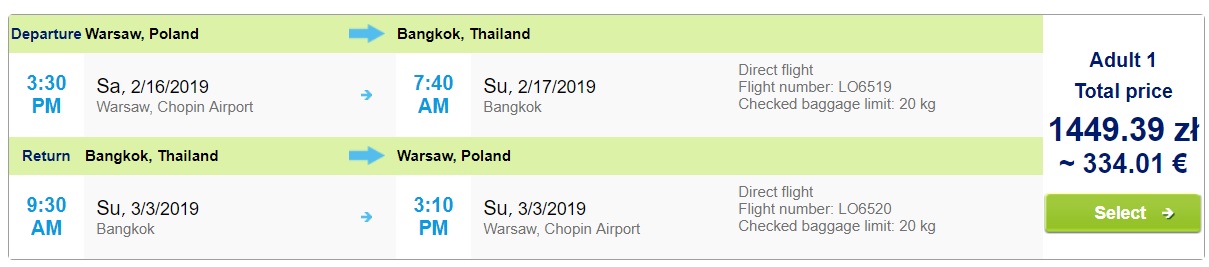 last minute warsaw bangkok thailand