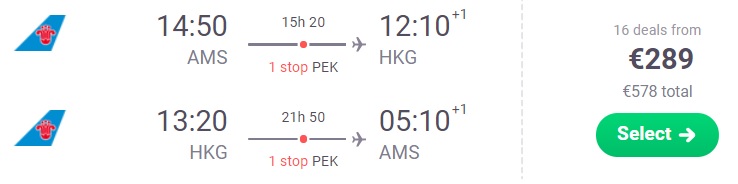 Cheap flights from Amsterdam to HONG KONG