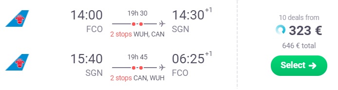 Cheap flights from Rome to VIETNAM