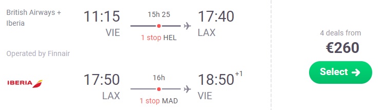 Cheap flights from Vienna to LOS ANGELES