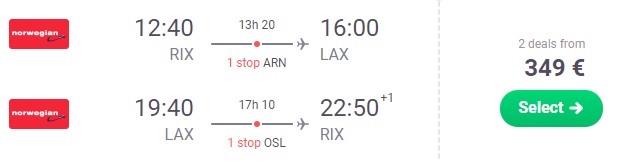 Flights from Riga Latvia to LOS ANGELES