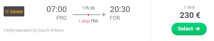 Full service flight from Prague Czechia to BRAZIL