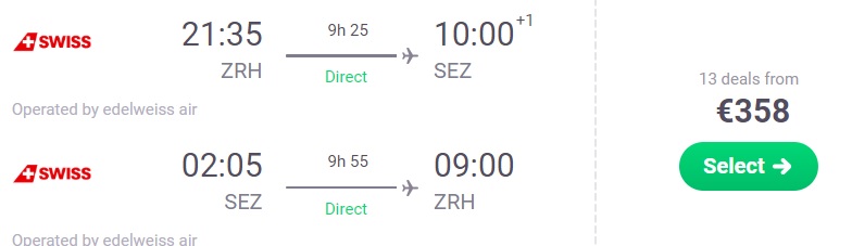 LAST MINUTE Non stop flights from Zurich to SEYCHELLES