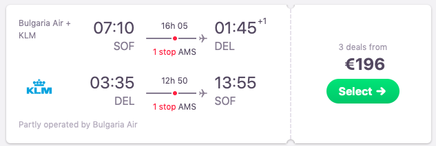 Flights from Sofia, Bulgaria to New Delhi, India