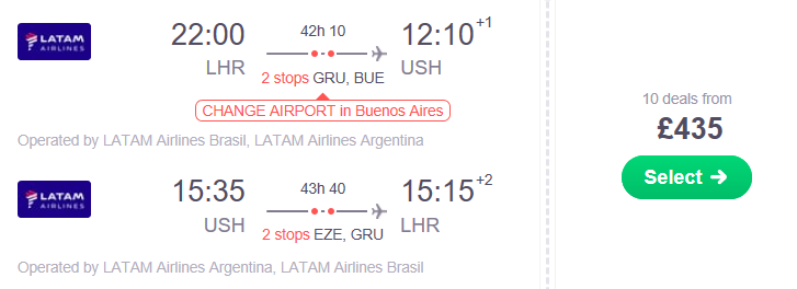 london to argentina
