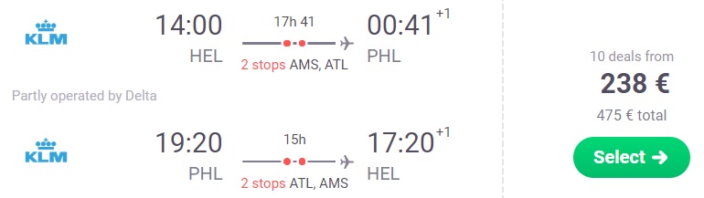Cheap flights from Helsinki to PHILADELPHIA USA