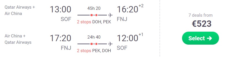 Cheap flights to North KOREA from Sofia