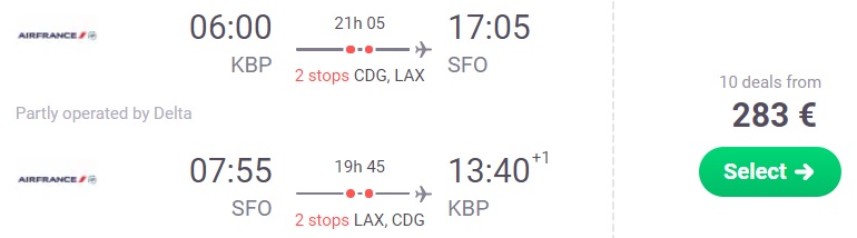 Full service flights from Kyiv to LOS ANGELES