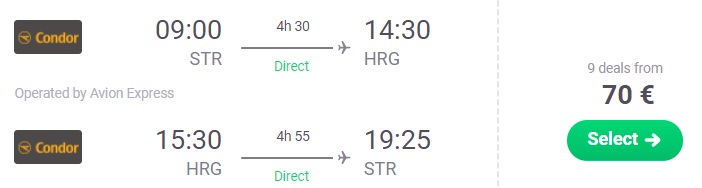 LAST MINUTE! Flights from Stuttgart to HURGHADA, EGYPT