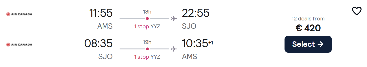 cheap flights amsterdam costa rica