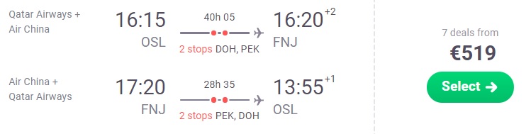 cheap flights to north korea from oslo norway