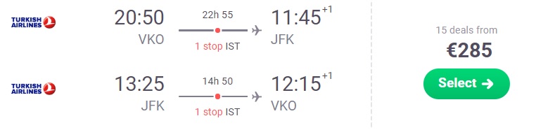 turkish airlines sale from moscow to usa