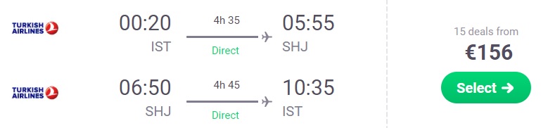 Cheap direct flights from Istanbul to DUBAI Turkish Airlines