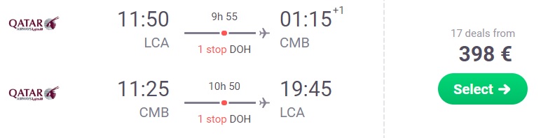 Cheap flights from Cyprus to SRI LANKA