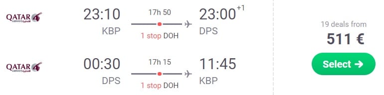 Qatar Airways Flights from Kyiv Ukraine to BALI