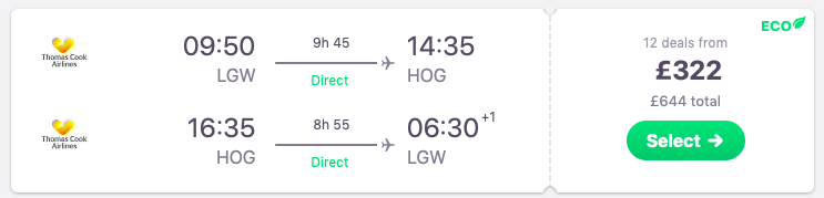 Direct flight London Holguin Cuba