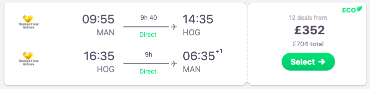 Direct flight Manchester to Holguin Cuba