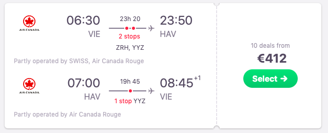 Flights from Vienna to Havana, Cuba