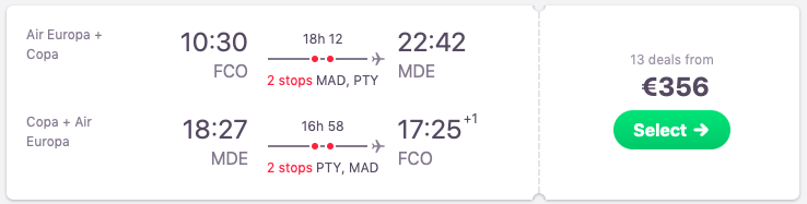 Flights from Rome to Medellin, Colombia
