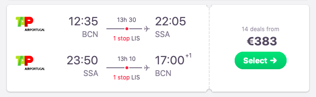 Flights from Barcelona to Salvador, Brazil