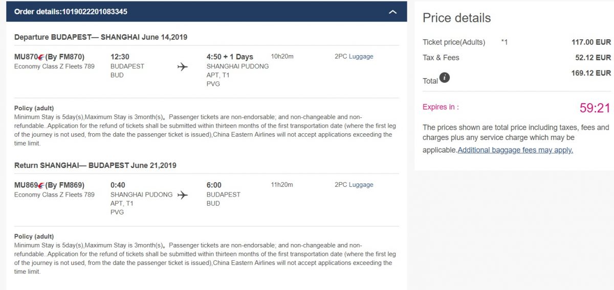 non stop flights budapest shanghai