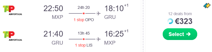 milan to sao paulo