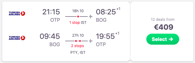 Flights from Bucharest, Romania to Bogota, Colombia