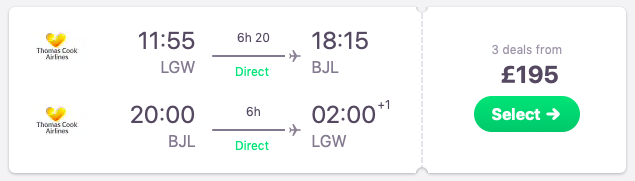DIRECT flights from London to Banjul, Gambia