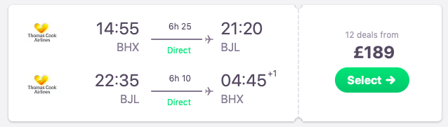 DIRECT flights from Birmingham to Banjul, Gambia