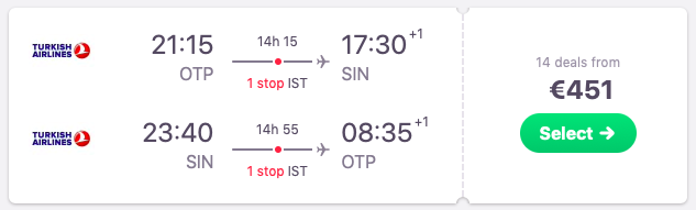 Flights from Bucharest, Romania to Singapore