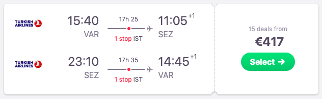 Flights from Varna, Bulgaria to Seychelles