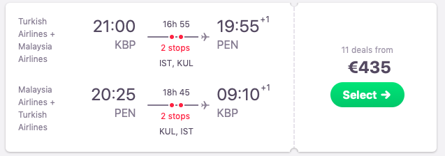 Flights from Kyiv to Penang, Malaysia