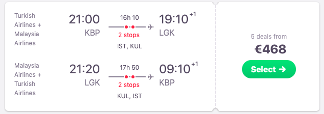 Flights from Kyiv to Langkawi, Malaysia