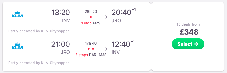 Flights from Inverness to Kilimanjaro, Tanzania